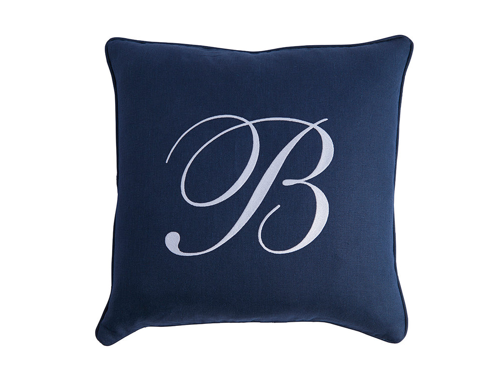 Lexington Barclay Butera Monogram Signature Pillow - Luxurious Navy Upholstery For Elegant Home Décor And Personalization   9820-20b