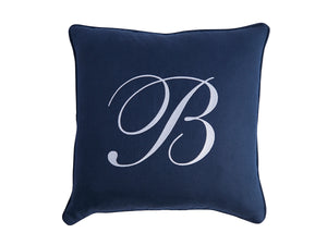 Lexington Barclay Butera Monogram Signature Pillow - Luxurious Navy Upholstery For Elegant Home Décor And Personalization   9820-20b