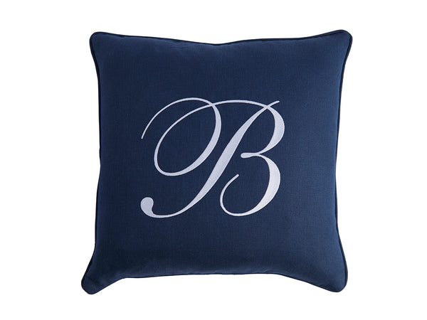 Lexington Barclay Butera Monogram Signature Pillow - Luxurious Navy Upholstery For Elegant Home Décor And Personalization   9820-20b