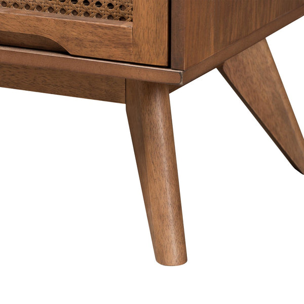 Baxton Studio Baxton Studio Nura Mid-Century Bedroom Set in Walnut Brown with Elegant Rattan Accents & Storage Solutions King 5-Piece Nura-Ash Walnut Rattan-King 5PC Bedroom Set