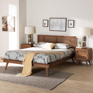 Baxton Studio Baxton Studio Nura Mid-Century Bedroom Set in Walnut Brown with Elegant Rattan Accents & Storage Solutions King 3-Piece Nura-Ash Walnut Rattan-King 3PC Bedroom Set