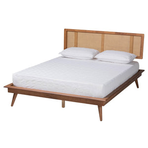 Baxton Studio Baxton Studio Nura Mid-Century Bedroom Set in Walnut Brown with Elegant Rattan Accents & Storage Solutions King 3-Piece Nura-Ash Walnut Rattan-King 3PC Bedroom Set