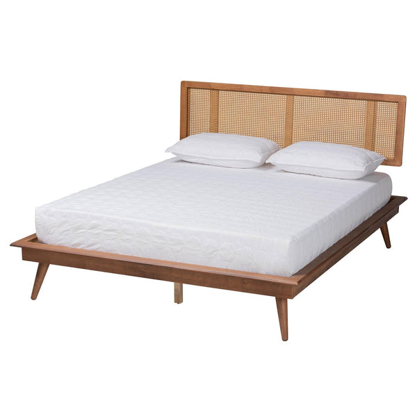 Baxton Studio Baxton Studio Nura Mid-Century Bedroom Set in Walnut Brown with Elegant Rattan Accents & Storage Solutions King 3-Piece Nura-Ash Walnut Rattan-King 3PC Bedroom Set