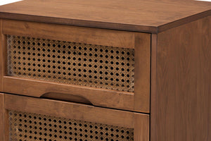 Baxton Studio Baxton Studio Nura Mid-Century Bedroom Set in Walnut Brown with Elegant Rattan Accents & Storage Solutions King 3-Piece Nura-Ash Walnut Rattan-King 3PC Bedroom Set