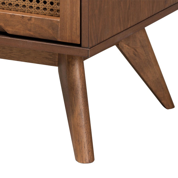 Baxton Studio Baxton Studio Nura Mid-Century Bedroom Set in Walnut Brown with Elegant Rattan Accents & Storage Solutions King 3-Piece Nura-Ash Walnut Rattan-King 3PC Bedroom Set