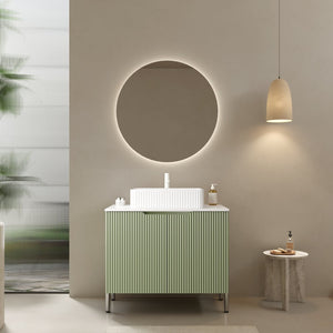 English Elm Turio 30" French-Inspired Bathroom Vanity With Soft-Close Doors & Carrara White Countertop, Light Green W2615S00115-GIGA