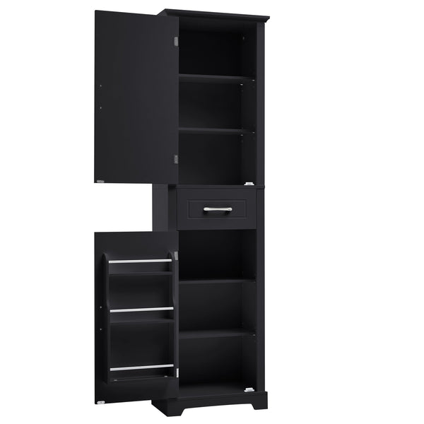 English Elm Tall Bathroom Storage Cabinet with Slim Profile, Adjustable Shelves, Anti-Tip Safety & Painted MDF Finish Black N725P246463B