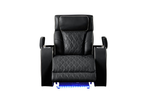 English Elm Fortuner Modern Luxury Recliner Chair With Massage, Led Lighting & Usb – Elegant Faux Leather Black B009P287717
