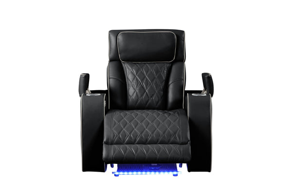 English Elm Fortuner Modern Luxury Recliner Chair With Massage, Led Lighting & Usb – Elegant Faux Leather Black B009P287717