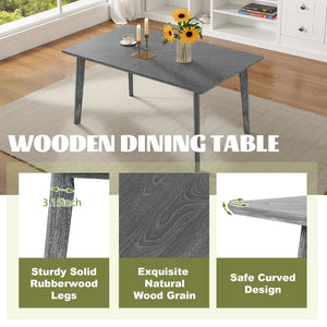 English Elm Retro Dining Table for 6 — Minimalist Rectangular MDF Top with LVL Rubberwood Legs, 220lb Capacity, Modern Dining centerpiece Gray N752P294999E
