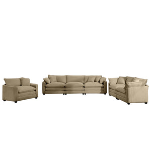 English Elm 3 Piece Sectional Sofa - Luxurious Tan Corduroy Modular Design For Comfort & Style In Any Space W714S00787