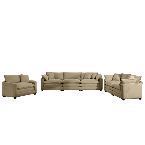 English Elm 3 Piece Sectional Sofa - Luxurious Tan Corduroy Modular Design For Comfort & Style In Any Space W714S00787