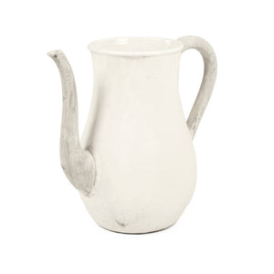 Zentique Distressed White Bowl with Handcrafted Stoneware Finish — Rustic Farmhouse Centerpiece for Serving W15.5 x H13.5 x D9 9824L A25A