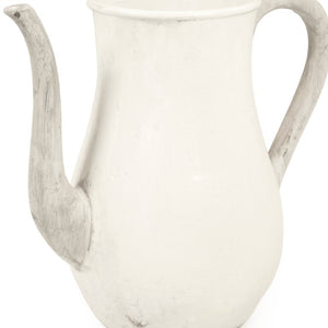 Zentique Distressed White Bowl with Handcrafted Stoneware Finish — Rustic Farmhouse Centerpiece for Serving W15.5 x H13.5 x D9 9824L A25A