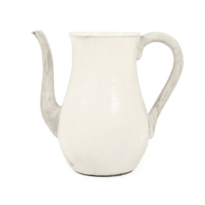 Zentique Distressed White Bowl with Handcrafted Stoneware Finish — Rustic Farmhouse Centerpiece for Serving W15.5 x H13.5 x D9 9824L A25A