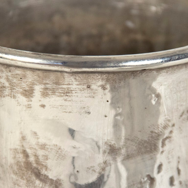 Zentique Distressed Metallic Silver Vase with Aged Glaze — Timeless Stoneware Accent for Elegant Home Decor W15.5 x H13.5 x D9 9824L A840