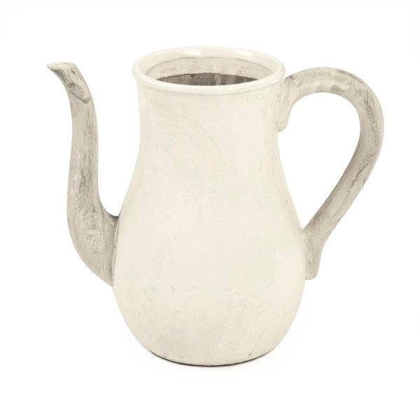Zentique Distressed White Bowl with Handcrafted Stoneware Finish — Rustic Farmhouse Centerpiece for Serving W12 x H11 x D7 9824S A25A