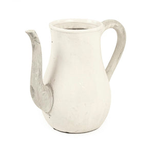 Zentique Distressed White Bowl with Handcrafted Stoneware Finish — Rustic Farmhouse Centerpiece for Serving W12 x H11 x D7 9824S A25A
