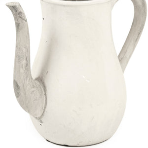 Zentique Distressed White Bowl with Handcrafted Stoneware Finish — Rustic Farmhouse Centerpiece for Serving W12 x H11 x D7 9824S A25A