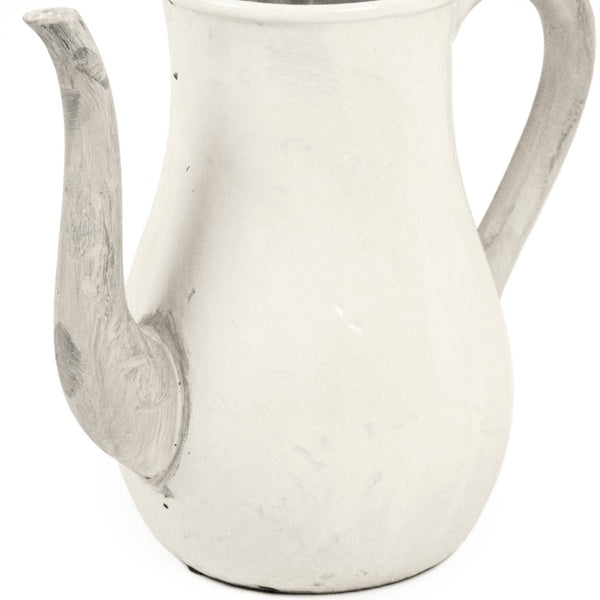 Zentique Distressed White Bowl with Handcrafted Stoneware Finish — Rustic Farmhouse Centerpiece for Serving W12 x H11 x D7 9824S A25A