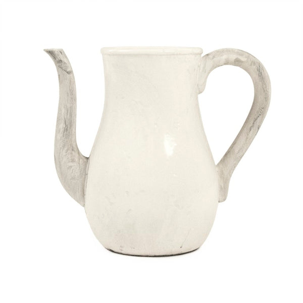 Zentique Distressed White Bowl with Handcrafted Stoneware Finish — Rustic Farmhouse Centerpiece for Serving W12 x H11 x D7 9824S A25A
