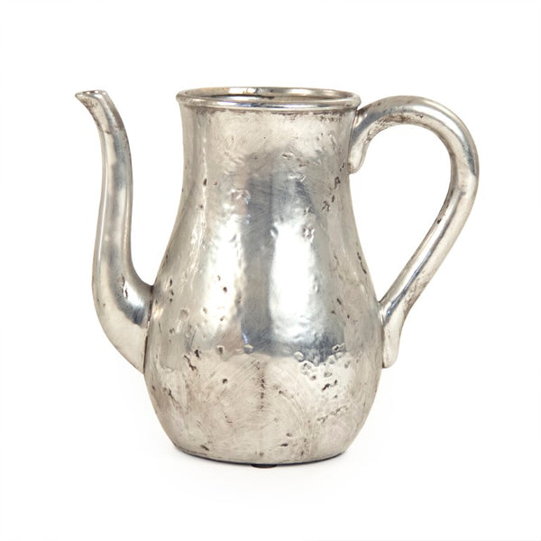 Zentique Distressed Metallic Silver Vase with Aged Glaze — Timeless Stoneware Accent for Elegant Home Decor W12 x H11 x D7 9824S A840
