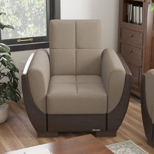 English Elm Primenest Skyhaven Upholstered Convertible Armchair With Storage - Stylish Beige/Brown Design! B030P286170-GIGA