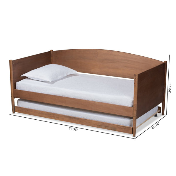 Baxton Studio Baxton Studio Veles Mid-Century Daybed with Trundle in Ash Walnut - Stylish Space Saver for Guests MG0016-Ash Walnut-Daybed with Trundle