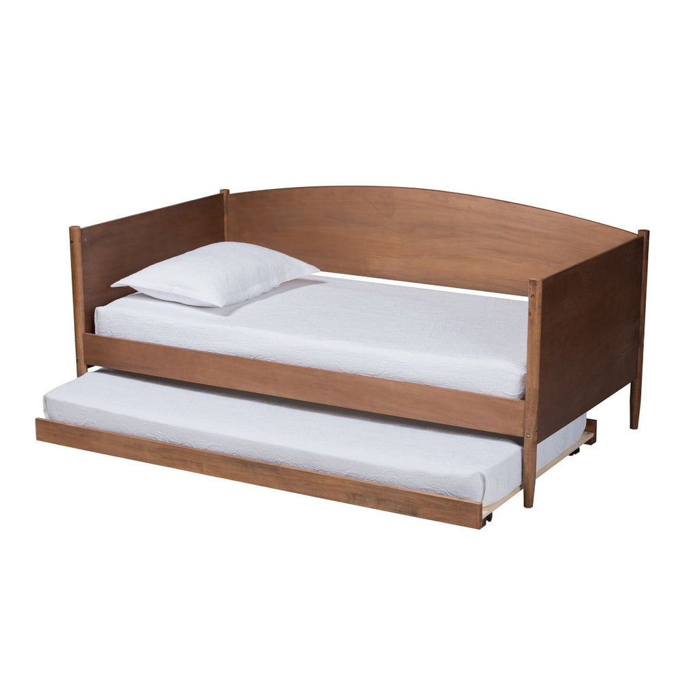 Baxton Studio Baxton Studio Veles Mid-Century Daybed with Trundle in Ash Walnut - Stylish Space Saver for Guests MG0016-Ash Walnut-Daybed with Trundle
