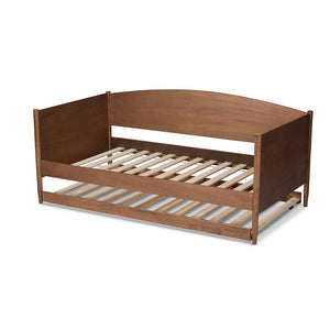 Baxton Studio Baxton Studio Veles Mid-Century Daybed with Trundle in Ash Walnut - Stylish Space Saver for Guests MG0016-Ash Walnut-Daybed with Trundle