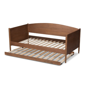 Baxton Studio Baxton Studio Veles Mid-Century Daybed with Trundle in Ash Walnut - Stylish Space Saver for Guests MG0016-Ash Walnut-Daybed with Trundle