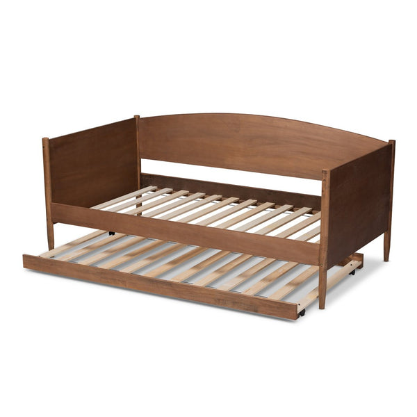 Baxton Studio Baxton Studio Veles Mid-Century Daybed with Trundle in Ash Walnut - Stylish Space Saver for Guests MG0016-Ash Walnut-Daybed with Trundle