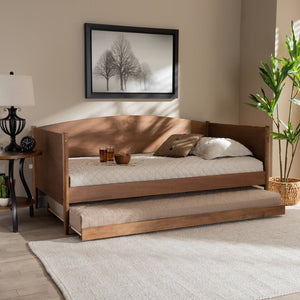 Baxton Studio Baxton Studio Veles Mid-Century Daybed with Trundle in Ash Walnut - Stylish Space Saver for Guests MG0016-Ash Walnut-Daybed with Trundle
