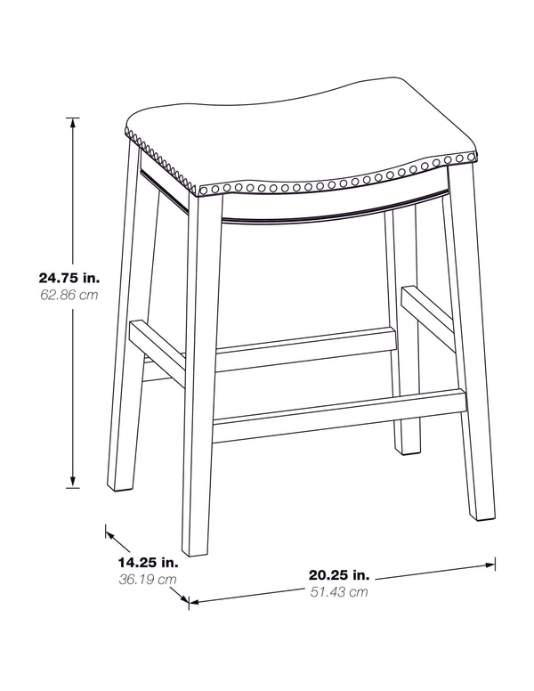 OSP Home Furnishings 24" Saddle Stool - Set of 2 Linen / White Washed