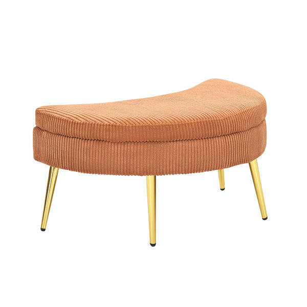 English Elm 3206 Compact Corduroy Orange Sofa for Small Apartments — Solid Wood Frame, 500lb Capacity, 3 Pillows W1278P360542