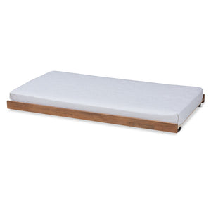 Baxton Studio Baxton Veles Modern Trundle Bed in Ash Walnut - Space-Saving Twin Roll-Out Bed for Guests MG0016-24-Ash Walnut-Trundle