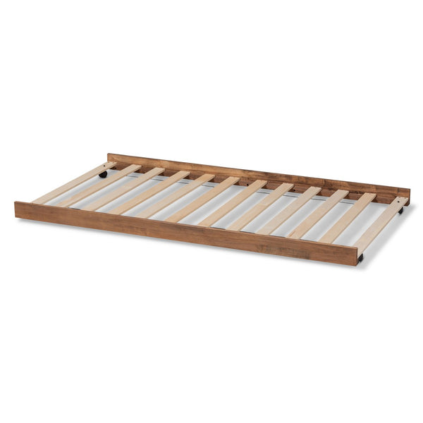 Baxton Studio Baxton Veles Modern Trundle Bed in Ash Walnut - Space-Saving Twin Roll-Out Bed for Guests MG0016-24-Ash Walnut-Trundle