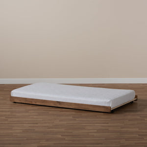 Baxton Studio Baxton Veles Modern Trundle Bed in Ash Walnut - Space-Saving Twin Roll-Out Bed for Guests MG0016-24-Ash Walnut-Trundle