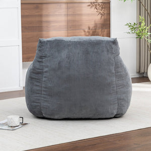 English Elm Giant Corduroy Bean Bag Sofa with Armrests Foam Filled Cozy Adult Lounge Chair Dark Gray W2200P442800