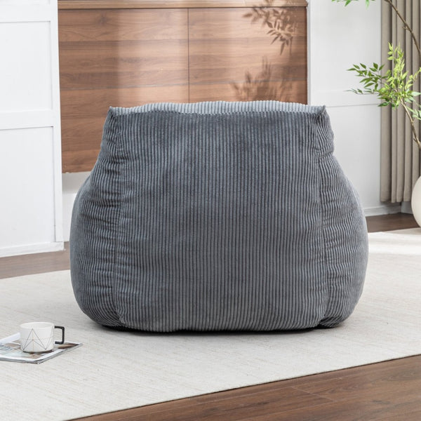 English Elm Giant Corduroy Bean Bag Sofa with Armrests Foam Filled Cozy Adult Lounge Chair Dark Gray W2200P442800