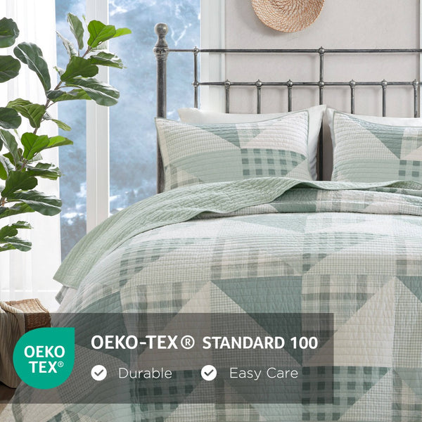English Elm 3-piece Cotton Coverlet Set Vermicelli Quilted Heirloom Texture Full Queen Bedding B035P482961