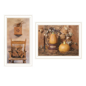 English Elm Trendy Decor 4u Billy Jacobs Folk Art Harvest Two Piece White Framed Print Set B067P254121