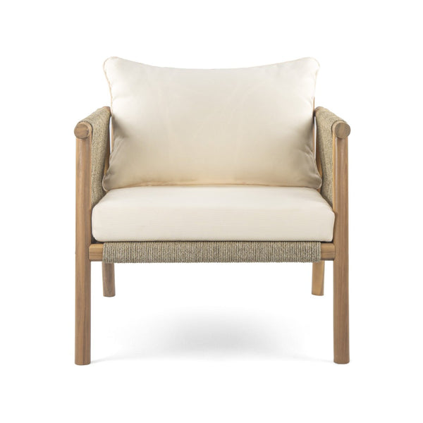 English Elm 28" Woven Outdoor Lounge Chair Solid Wood Frame Polyester Cushions Patio Garden N767P236617T