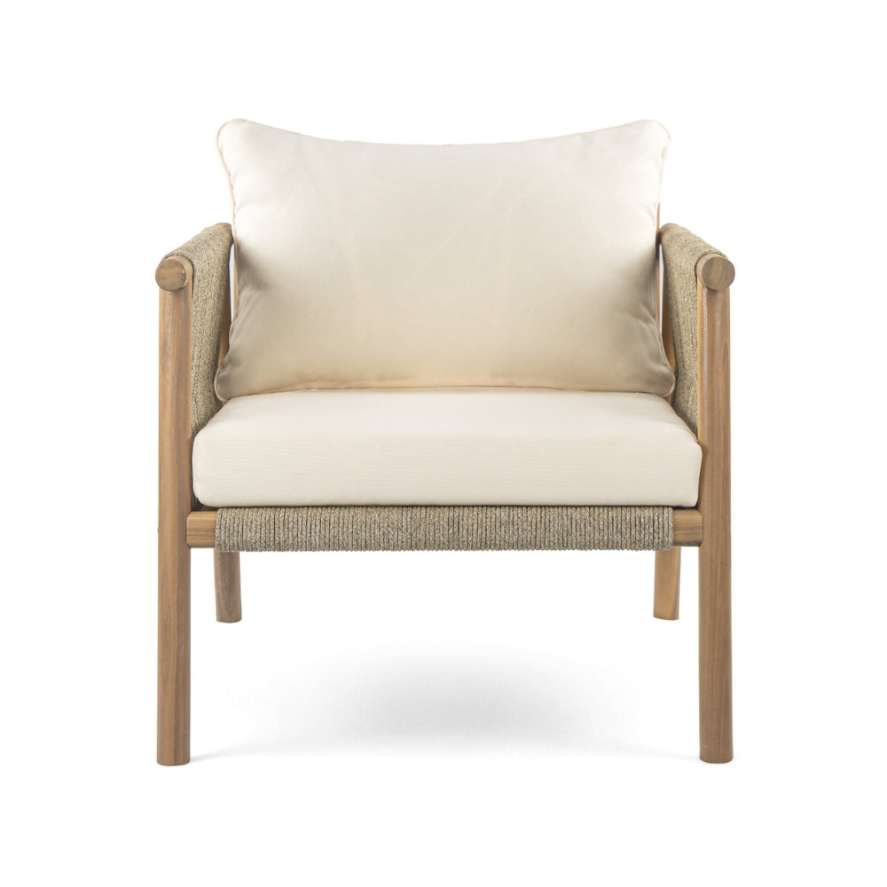 English Elm 28" Woven Outdoor Lounge Chair Solid Wood Frame Polyester Cushions Patio Garden N767P375341T