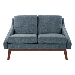 OSP Home Furnishings Mid-century Open Arm Loveseat with Solid Wood Legs and Plush Fiber Cushions Loveseat Navy SL4422R-MC3