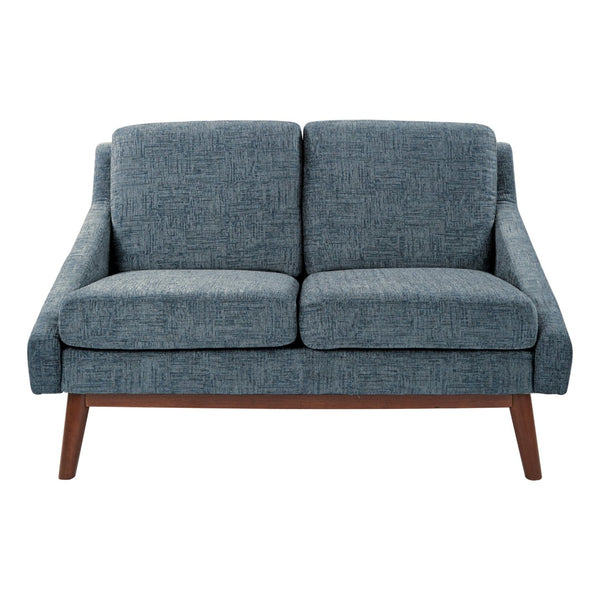 OSP Home Furnishings Mid-century Open Arm Loveseat with Solid Wood Legs and Plush Fiber Cushions Loveseat Navy SL4422R-MC3
