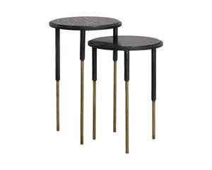 Sunpan Kyrie Nesting End Tables - Artisan Crafted Black Marble & Antique Brass Set of 2 for Unique Style