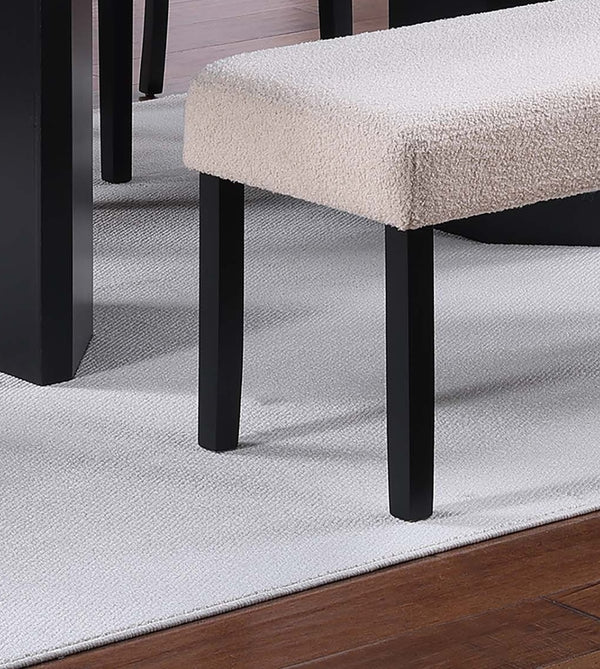 English Elm 1pc Upholstered Dining Bench with Plush Fabric Seat, Neutral Tone, Black Tapered Legs, 41"x16" B011P368143