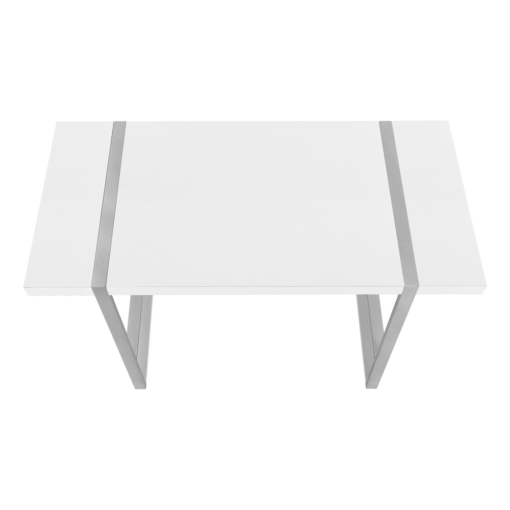 English Elm Computer Desk - Sleek White Laminate With Grey Metal Frame, Perfect For Home Office & Small Spaces B2710P219885