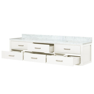 English Elm White Double Bath Vanity 80" W x 22" D with Carrara Marble Top — Solid Wood Frame, Soft-Close Drawers, Fully Assembled B2731P258121